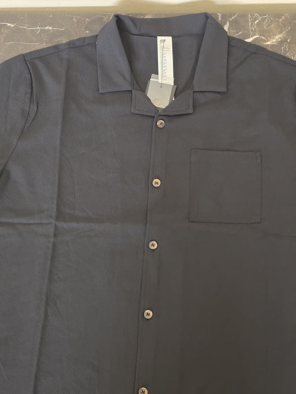 Men's Black Button-Up Camp Collar Shirt